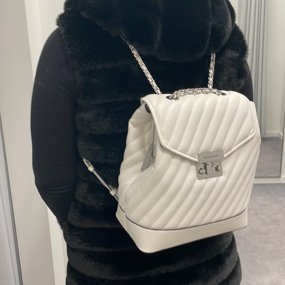 Michael Kors Quilted white backpack chain handle main image 7